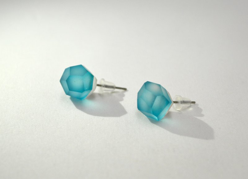 玻璃素材 耳環 “ section ” 青綠色 - 耳環/耳夾 - 玻璃 藍色