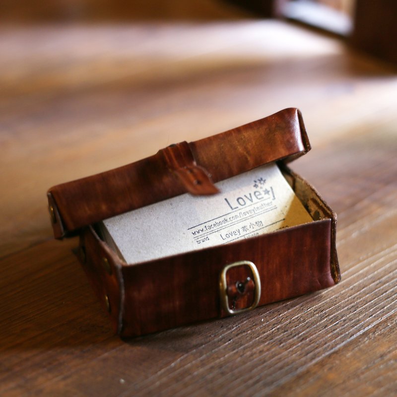 City Journey-Small things storage business card leather suitcase - กระเป๋าเครื่องสำอาง - หนังแท้ สีนำ้ตาล