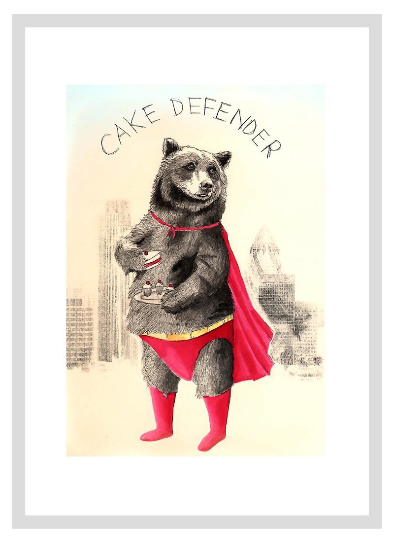 The Cake Defender design poster | Jimbobart - โปสเตอร์ - กระดาษ ขาว