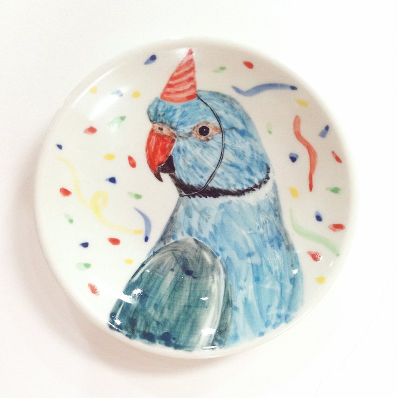 Blue Moon Wheel Birthday Party-Hand-painted Birthday Dish - Small Plates & Saucers - Porcelain Blue