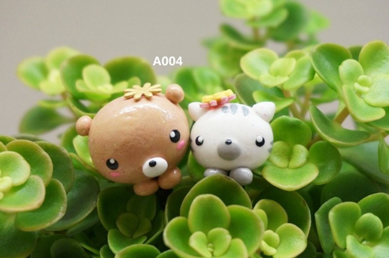 Handmade couple cute animal headphone dust plug (two one pair) - ตุ๊กตา - ดินเหนียว สึชมพู