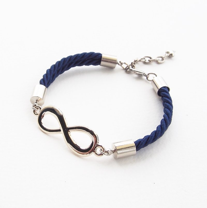 Infinity navy blue bracelet - 手鍊/手環 - 其他金屬 藍色