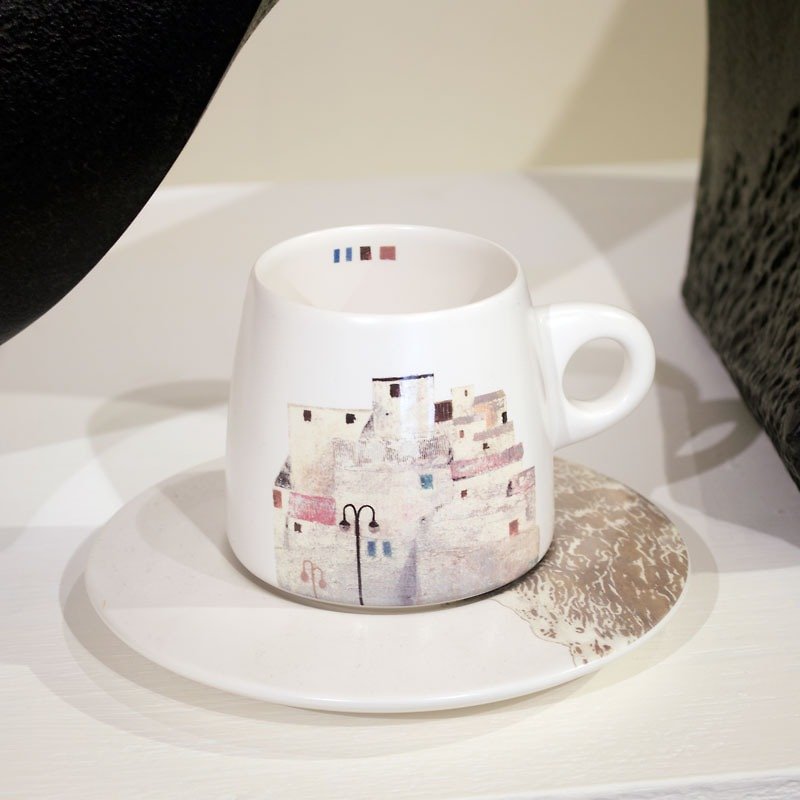 Li Ruomei / Old Dream-Painted Stone Coffee Cup - แก้วมัค/แก้วกาแฟ - ดินเผา ขาว