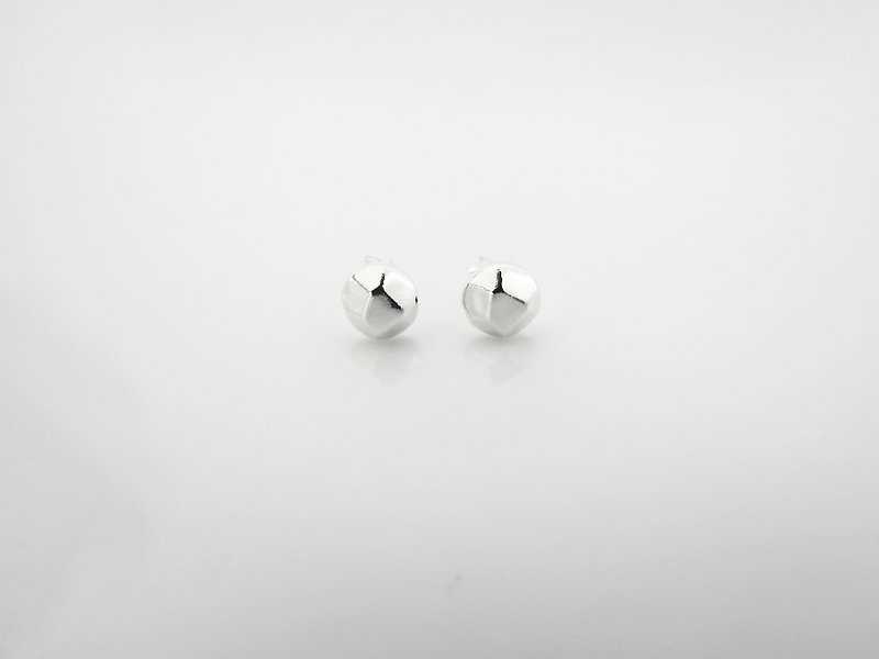 小圓石 | 純銀耳環 女款 可改夾式 簡約 手工銀飾 情人禮物 - 耳環/耳夾 - 純銀 銀色
