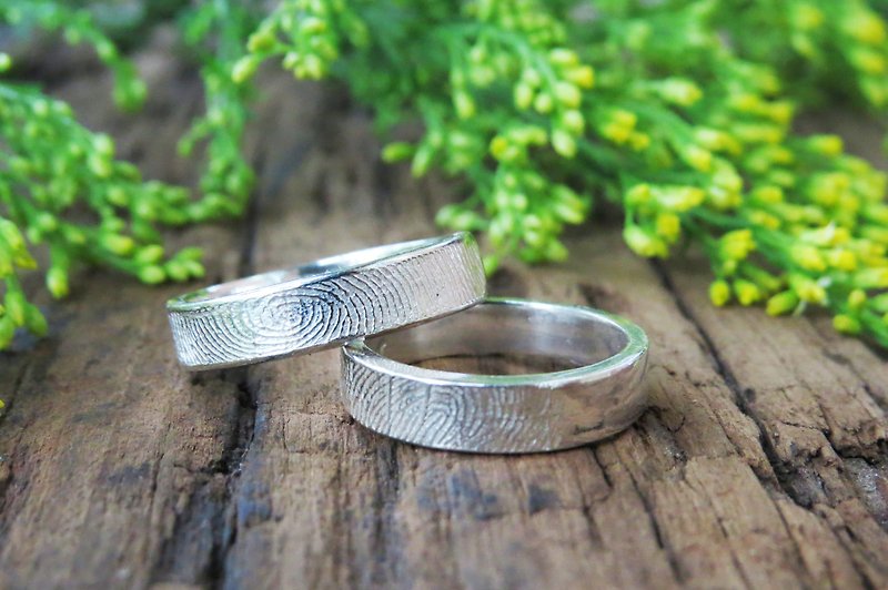 Fingerprint Imprint Series/Basic Narrow Fingerprint Ring (Men’s Style)/925 Silver/Customized - Couples' Rings - Other Metals Silver