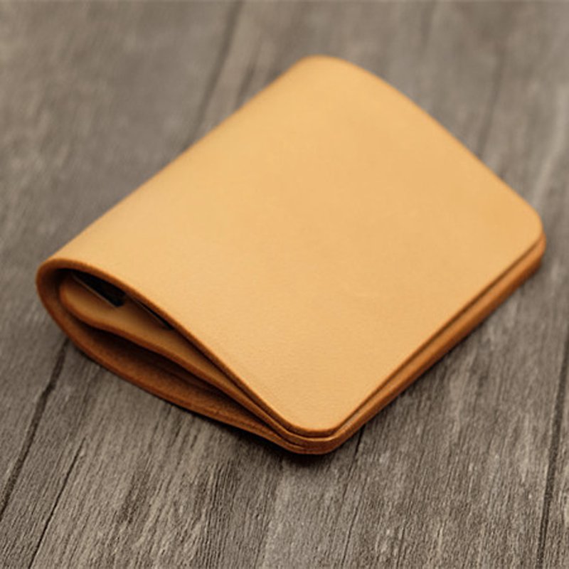 Handmade vegetable tanned leather purse card package - Coin Purses - Genuine Leather Gold