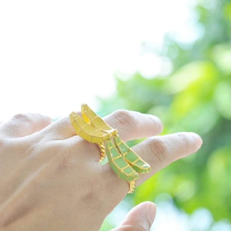 Glorikami Green Banana ring , adjustable size - General Rings - Other Materials Green