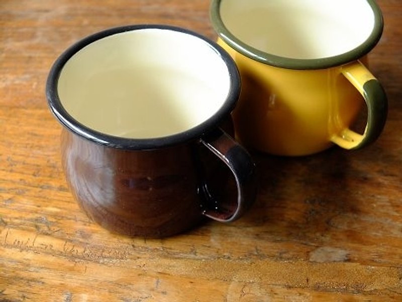emalia OLKUSZ Poland enamel 350ml coffee mugs - แก้วมัค/แก้วกาแฟ - โลหะ สีนำ้ตาล