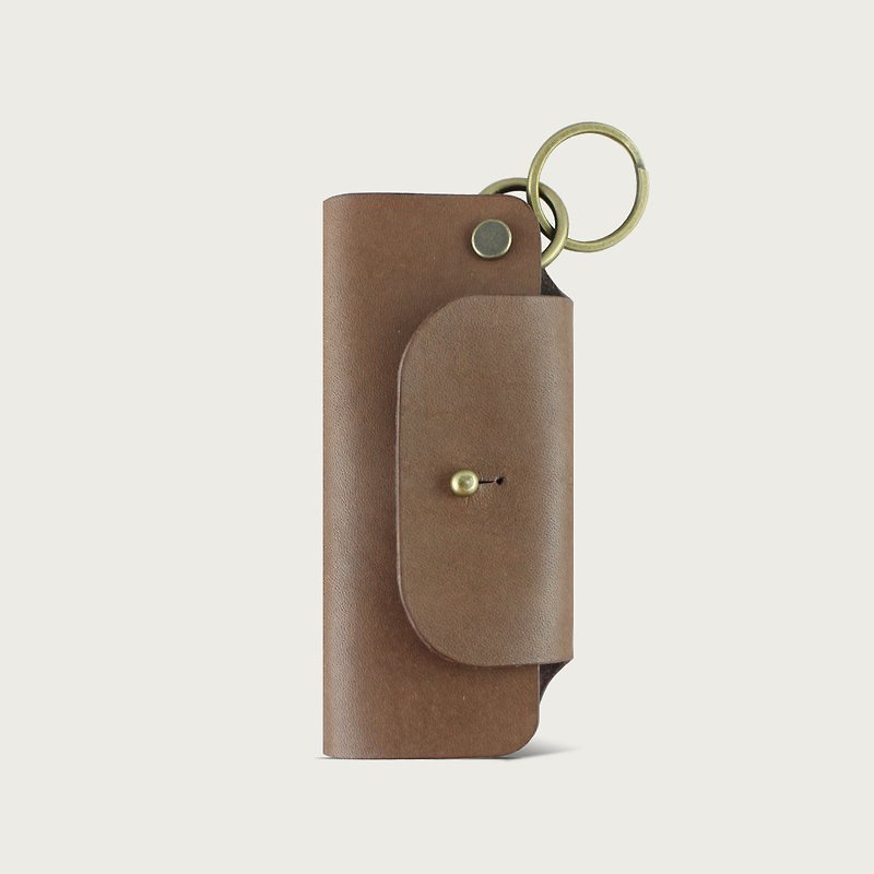 Leather key case/key ring - brown - Keychains - Genuine Leather Brown