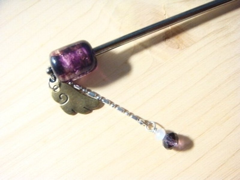 Yuzulin handmade glass - hairpin - classic color mixing (deep purple) - เครื่องประดับผม - แก้ว สีม่วง