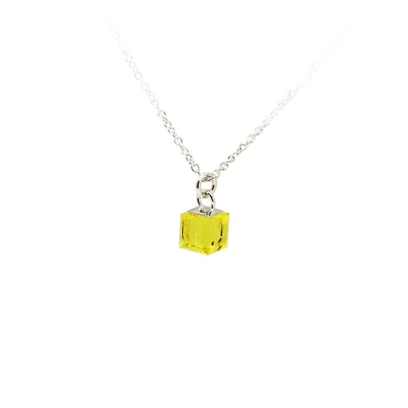 Bibi's eye " crystal " series -cube crystal necklace (yellow transparent) - สร้อยคอ - เครื่องเพชรพลอย สีเหลือง