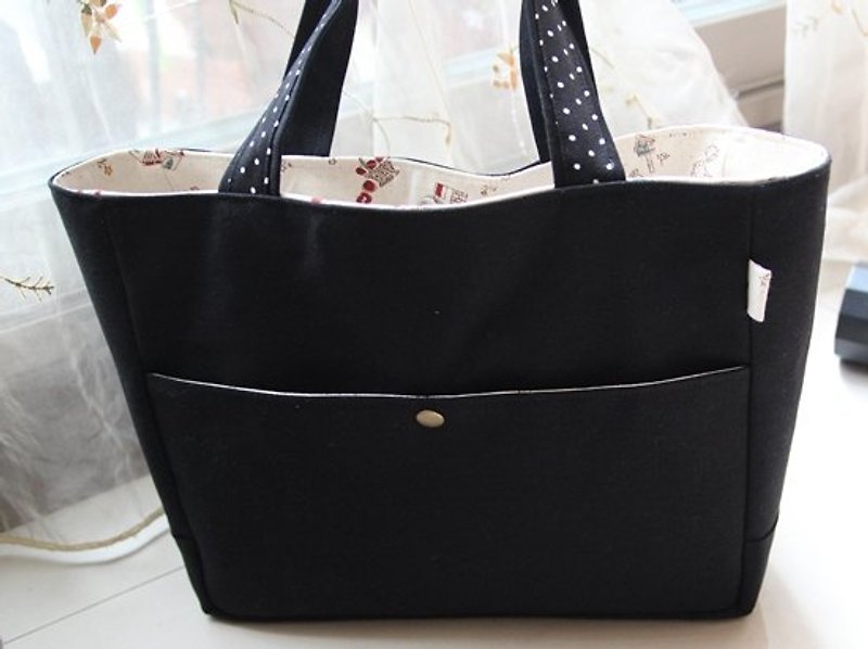 Cotton Fabric: Tote bag, Shoulder bag, Black Canvas - Messenger Bags & Sling Bags - Other Materials Black