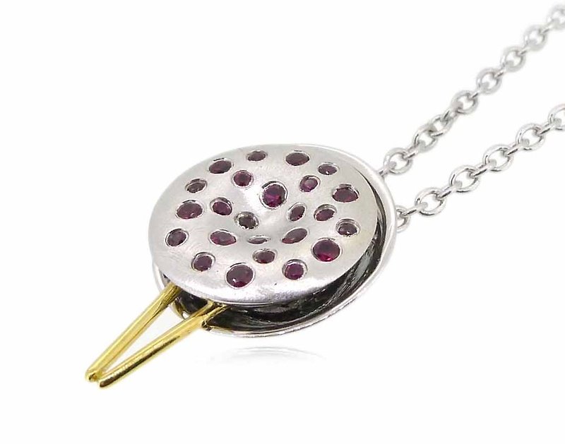 HK035~ 925 Silver Chinese Pudding Pendant (20mm) With 18" Silver Necklace - Chokers - Silver Multicolor