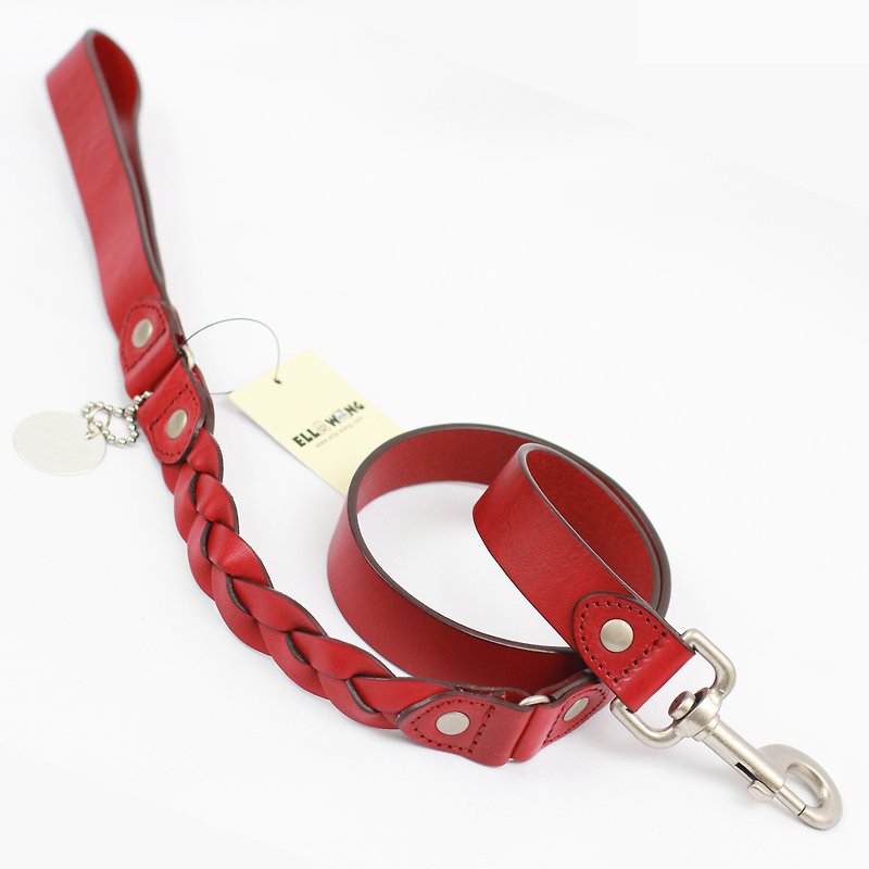 Ella Wang Design stitching leather 105cm long drawstring-red - Collars & Leashes - Genuine Leather Red