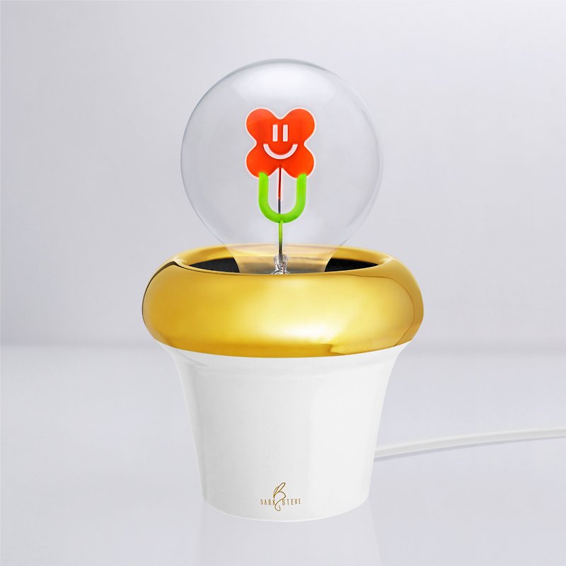 盆栽小夜燈 - 含1個微笑花朵球燈泡 Edison-Style 愛迪生燈泡 - 燈具/燈飾 - 其他材質 白色