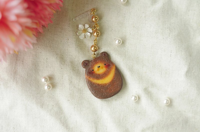 ☆Sweet Dream☆Caramel Black Bear Biscuit/Mobile Phone Dust Plug - Keychains - Clay Brown