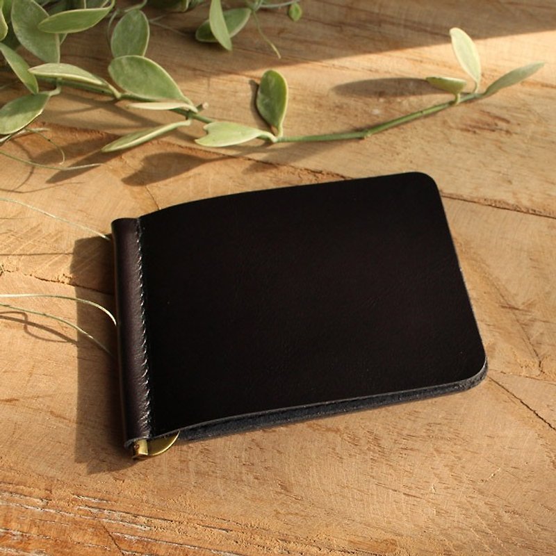 Money Clip - My สีดำ /Leather Wallet / 錢包 / Personalized   /钱夹 / small wallet - กระเป๋าสตางค์ - หนังแท้ 