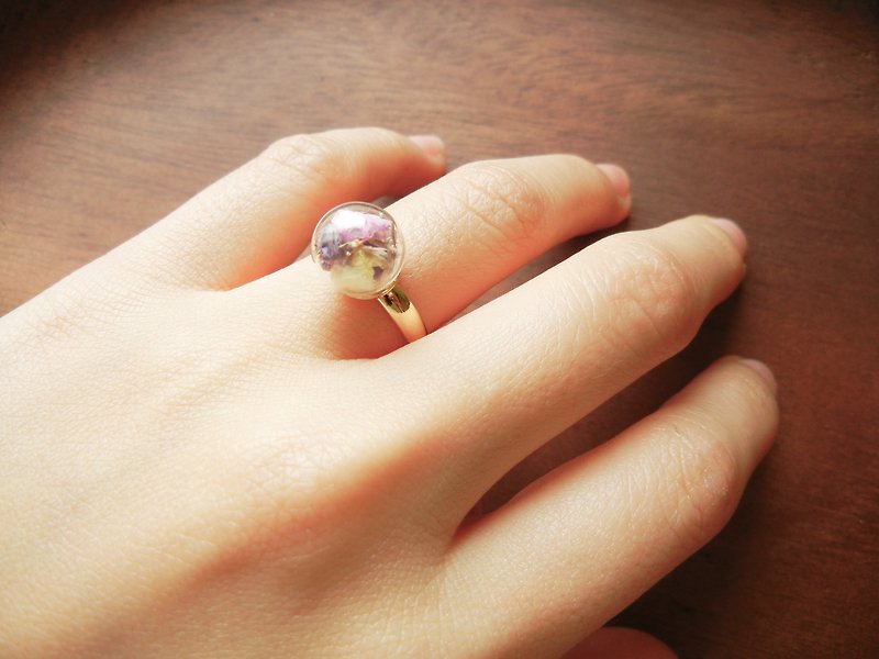 *coucoubird*夢幻玻璃戒指-紫粉黃/金 - 戒指 - 玻璃 多色