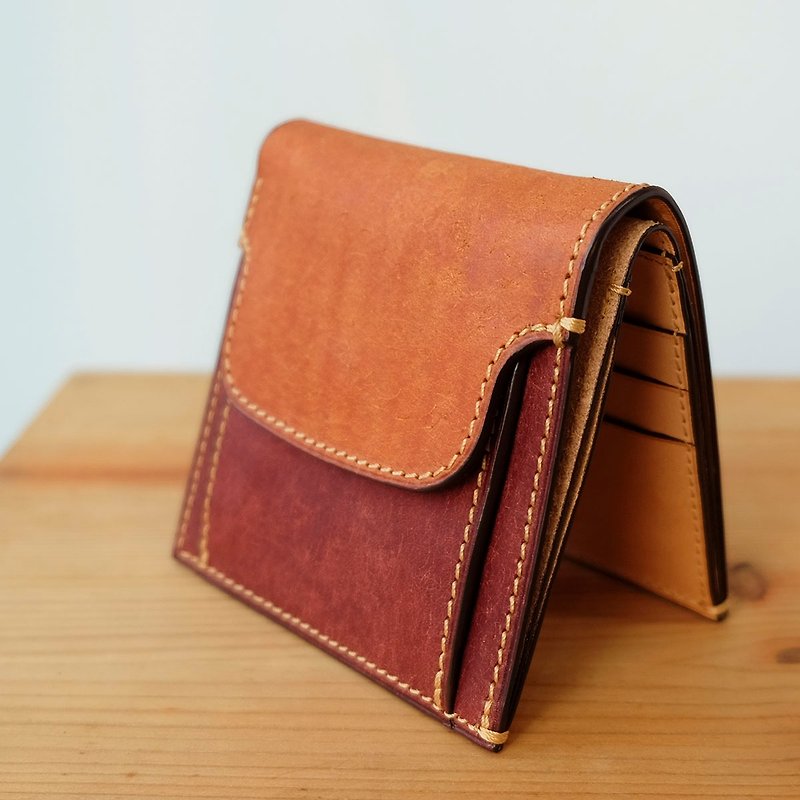 isni [cards &coin short wallet ]  handmade leather - กระเป๋าสตางค์ - หนังแท้ สีเหลือง