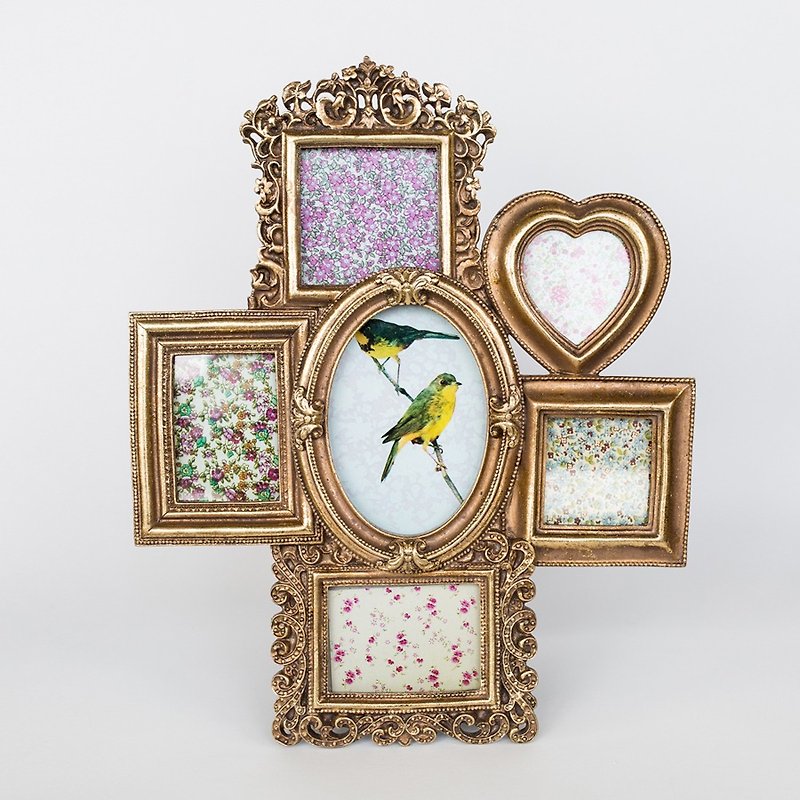OOPSY Life-Classical Golden Paint Six Picture Frame-RJB - Picture Frames - Glass White