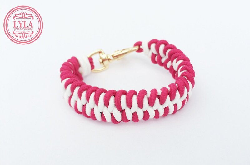 Red and white knit - Bracelets - Cotton & Hemp Red