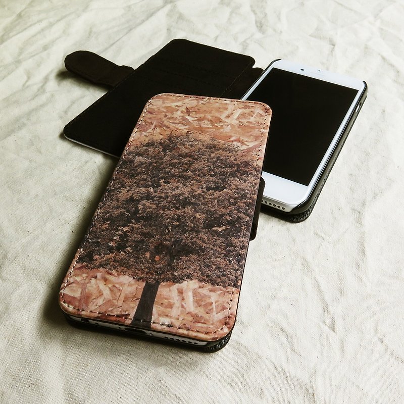 Tree and Plywood, - Designer,iPhone Wallet,Pattern iPhone wallet - Phone Cases - Other Materials Brown