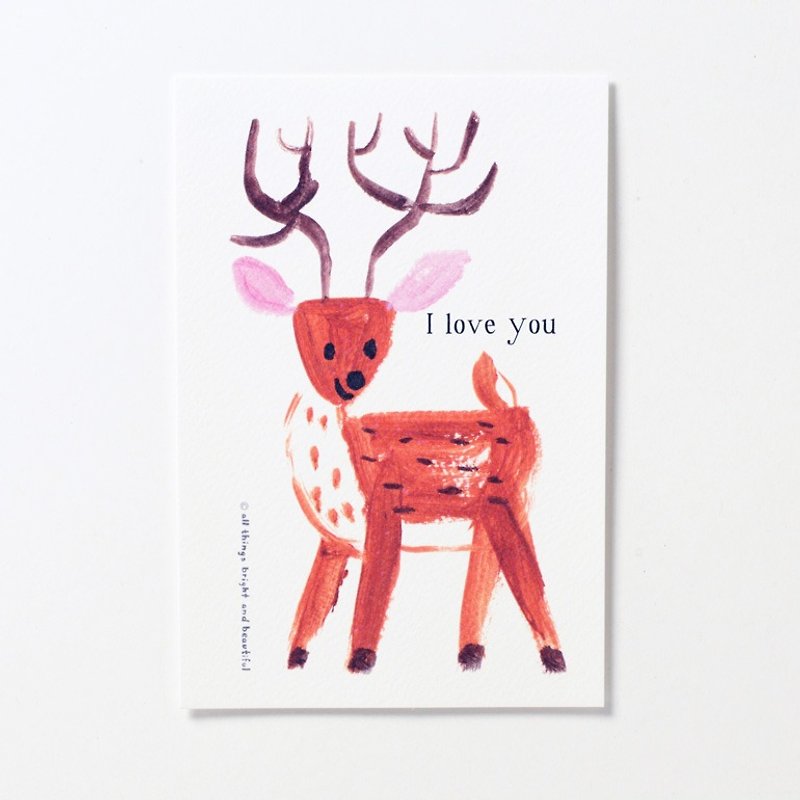 I love you deer Postcard - การ์ด/โปสการ์ด - กระดาษ สีนำ้ตาล