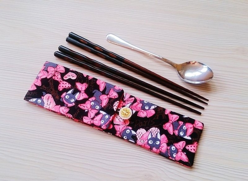環保餐具收納袋 雙層筷子袋 宅急便貓款 雙筷套組 - 筷子/筷架 - 其他材質 多色