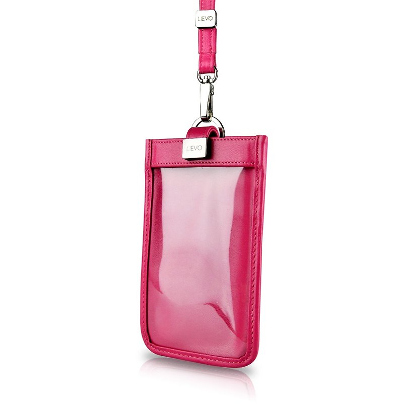[LIEVO] TOUCH - Neck-mounted leather phone case_Peach Red 5.1 - เคส/ซองมือถือ - หนังแท้ สึชมพู