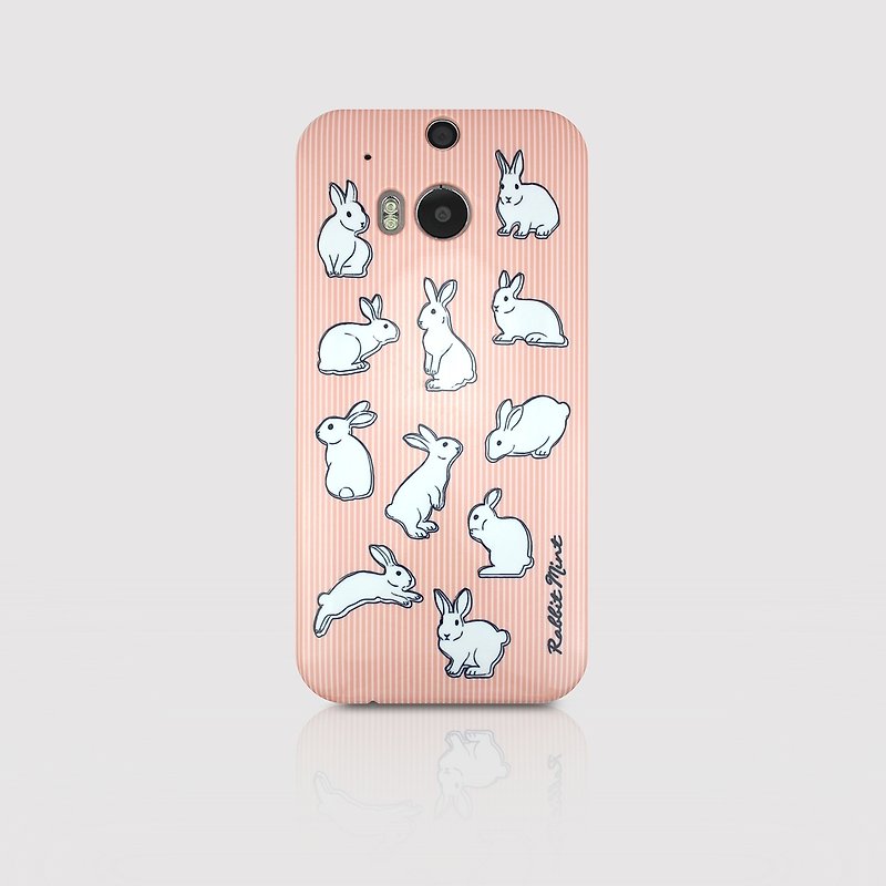 (Rabbit Mint) Mint Rabbit Phone Case - Pink Straight Series - HTC One M8 (P00050) - Phone Cases - Plastic Pink