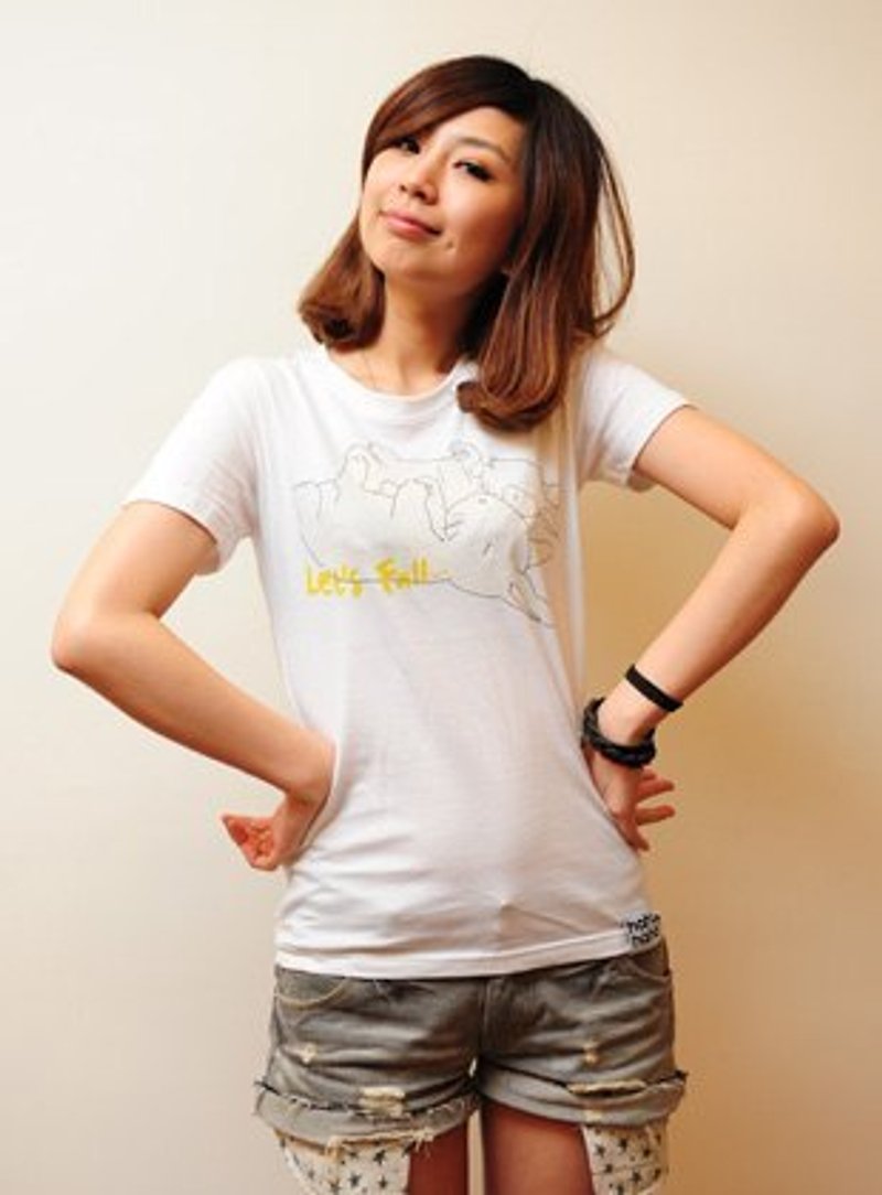 | Let's Fall in LOVE | - Women's T-Shirts - Cotton & Hemp White