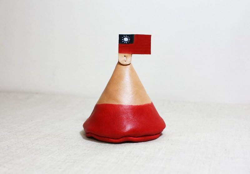 My Little Mound-Coin Purse-Taiwan Flag Style - Coin Purses - Genuine Leather Red