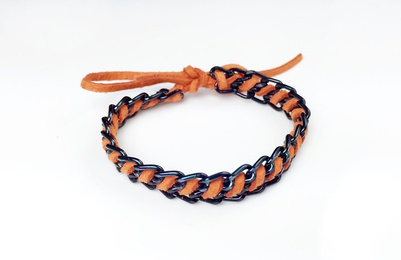 X black color orange suede rope chain - Bracelets - Genuine Leather Orange