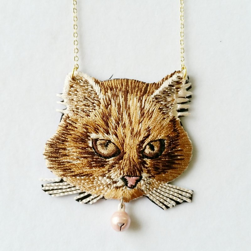 agnry cat embroidery long necklace agnry cat embroidery long necklace - Long Necklaces - Thread Brown