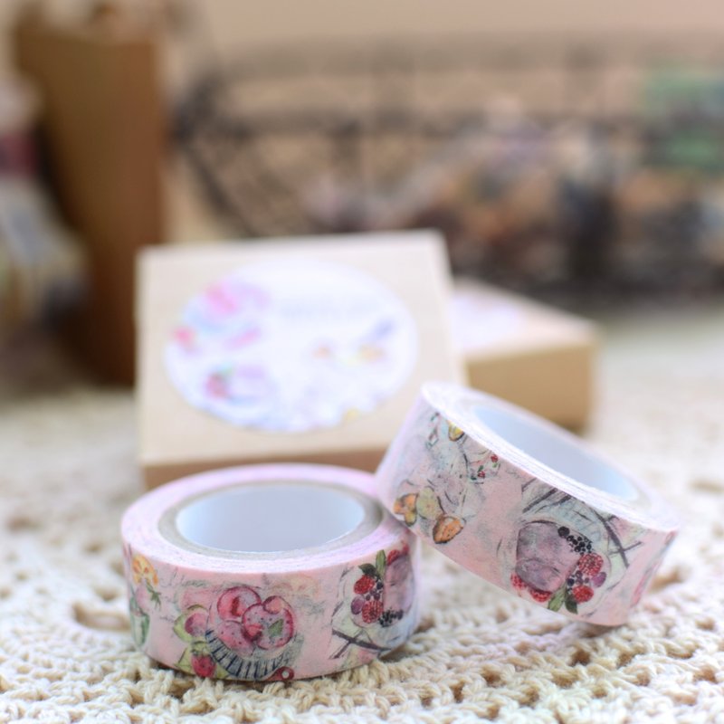 Ariselin Design 紙膠帶-來一口甜滋滋 - 紙膠帶/和紙/PET - 紙 粉紅色