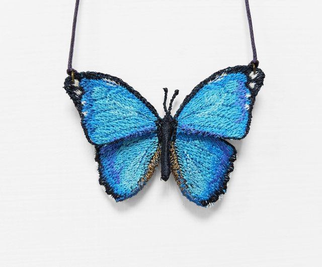 blue morpho butterfly necklace