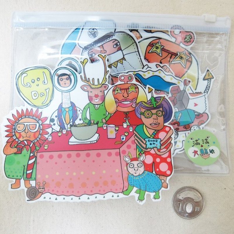 Large-stickers set [ Barefoot family ] 7pc - Stickers - Paper Multicolor