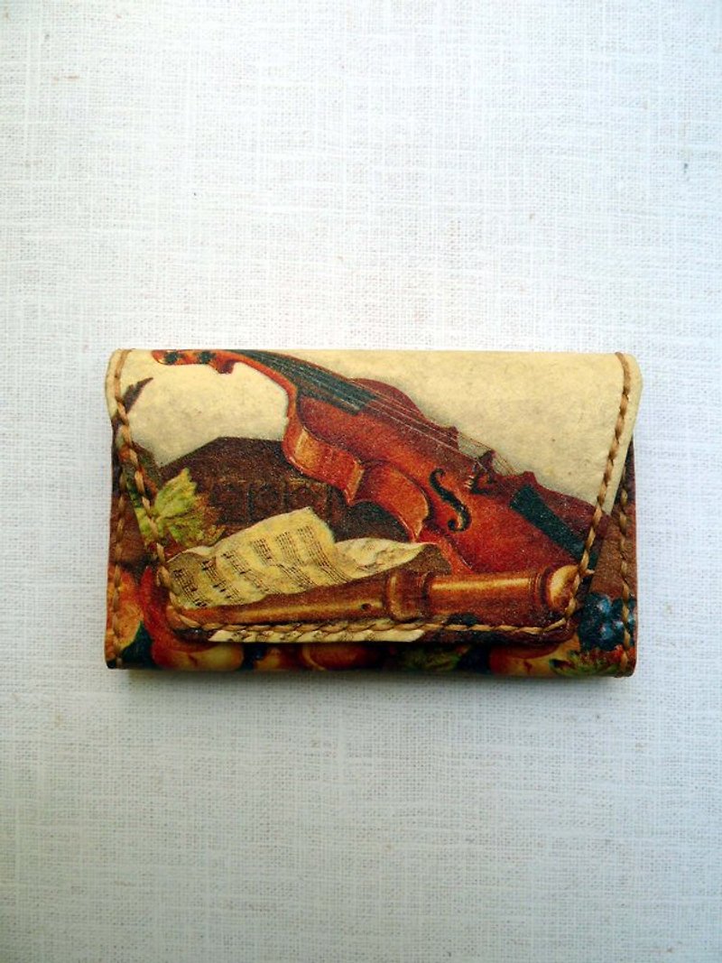 Hand-stitched leather business card holder - แฟ้ม - หนังแท้ 