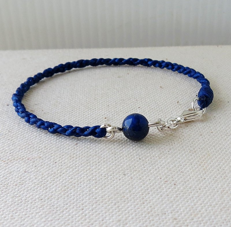 [Opium poppy ﹞ ﹝ love ‧] silver chain**fashion "lucky Pledge" lapis lazuli silk wax line bracelet [5]**four strands attached gift [ed] - สร้อยข้อมือ - วัสดุอื่นๆ 