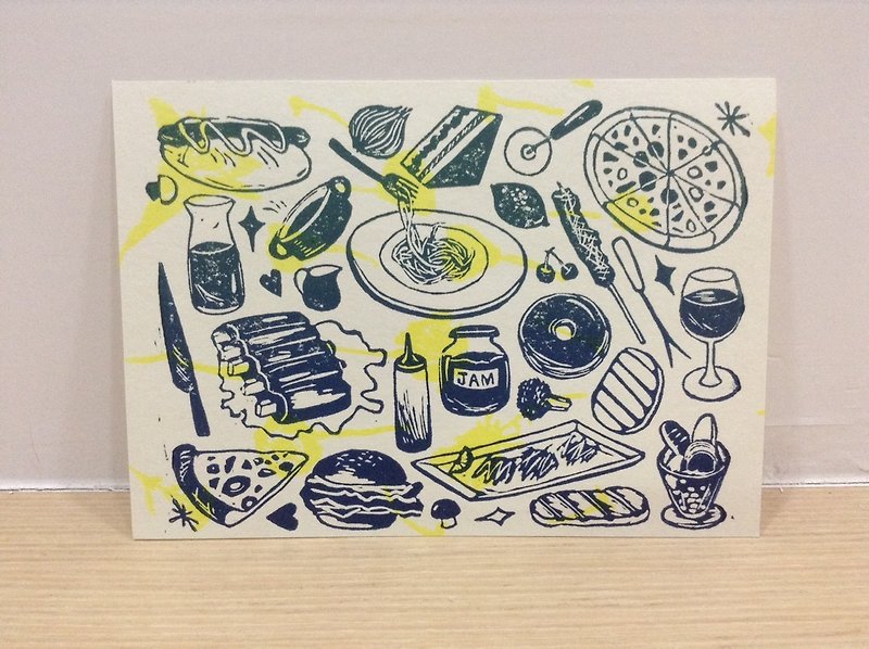 [Colorable] Food Control-Hand-printed Postcard - Posters - Paper White