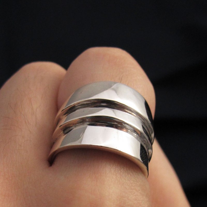 Order Ring-Style Ring W-Ring 925 Sterling Silver Ring-ART64 - แหวนทั่วไป - เงินแท้ สีดำ