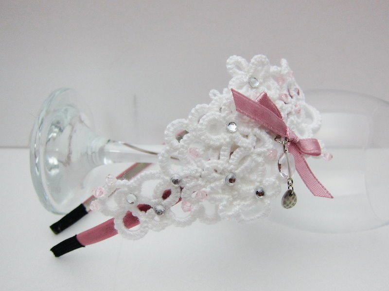Hanfeng Lei hand-woven silk. Headband (spot) - Hair Accessories - Acrylic Pink