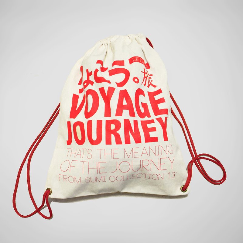 SUMI ○ ○ 3AF500_ red backpack travel pouch - กระเป๋าหูรูด - ผ้าฝ้าย/ผ้าลินิน ขาว