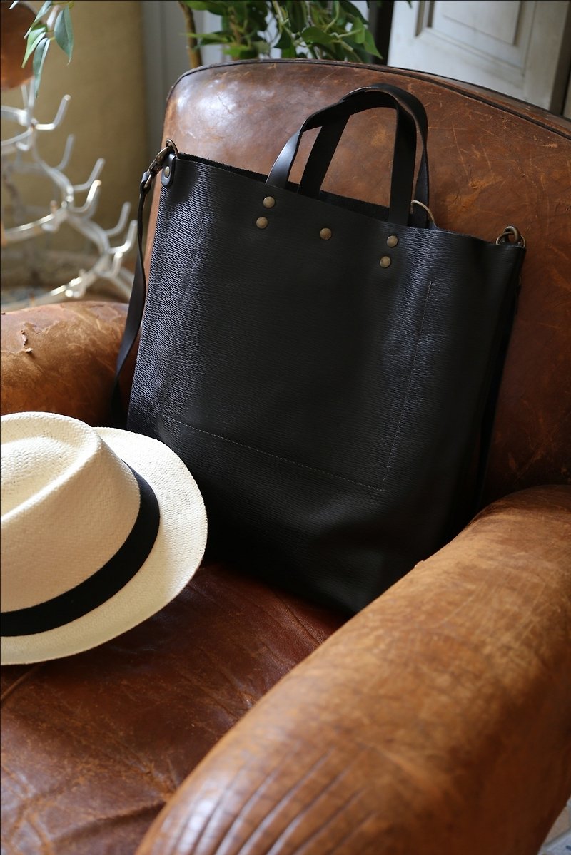 SUD義大利皮革包黑摩卡 - Messenger Bags & Sling Bags - Genuine Leather Black