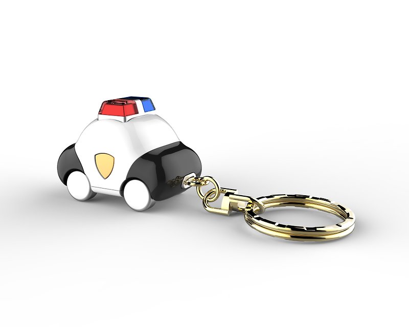 萌小車鑰匙圈-警車 (聖誕節禮物) - 鑰匙圈/鑰匙包 - 塑膠 白色