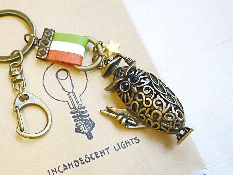 Paris*Le Bonheun. Happy handiwork. Suede cutout charm keychain. Doctor Owl - Keychains - Other Metals Multicolor