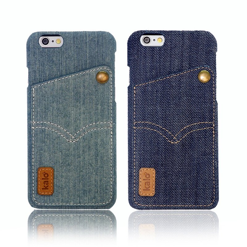 【買一送一】Kalo卡樂創意 iPhone 6(4.7吋) 6S 丹寧卡片口袋保護 - 手機殼/手機套 - 其他材質 藍色