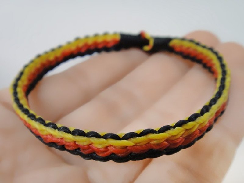 Heart and India German flag color matching bracelet silk wax line - Bracelets - Waterproof Material Multicolor