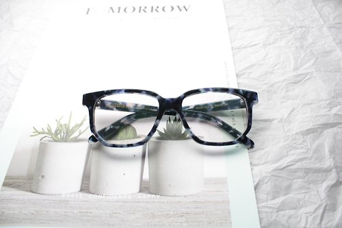 elements-eyewear 藍玳瑁色復古方型眼鏡框 日本手造