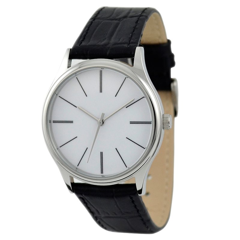 簡約幼長條紋手錶 中性 免運 - 女裝錶 - 其他金屬 白色